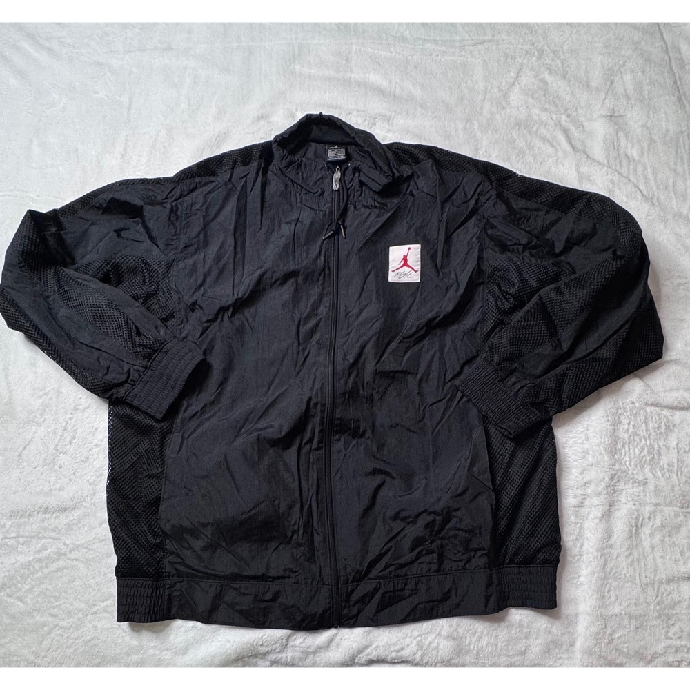 Nike Jordan Flight Mens 3XL Black Full Zip Windbreaker Track Jacket Mesh 2009